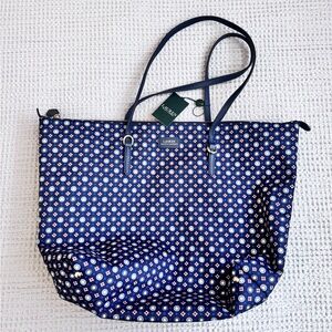 Lauren Ralph Lauren Chadwick Medium Tote in Navy Geo